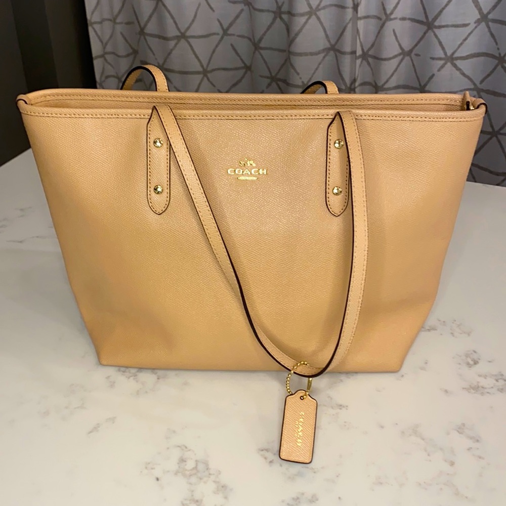 Coach zip-top tote bag in tan